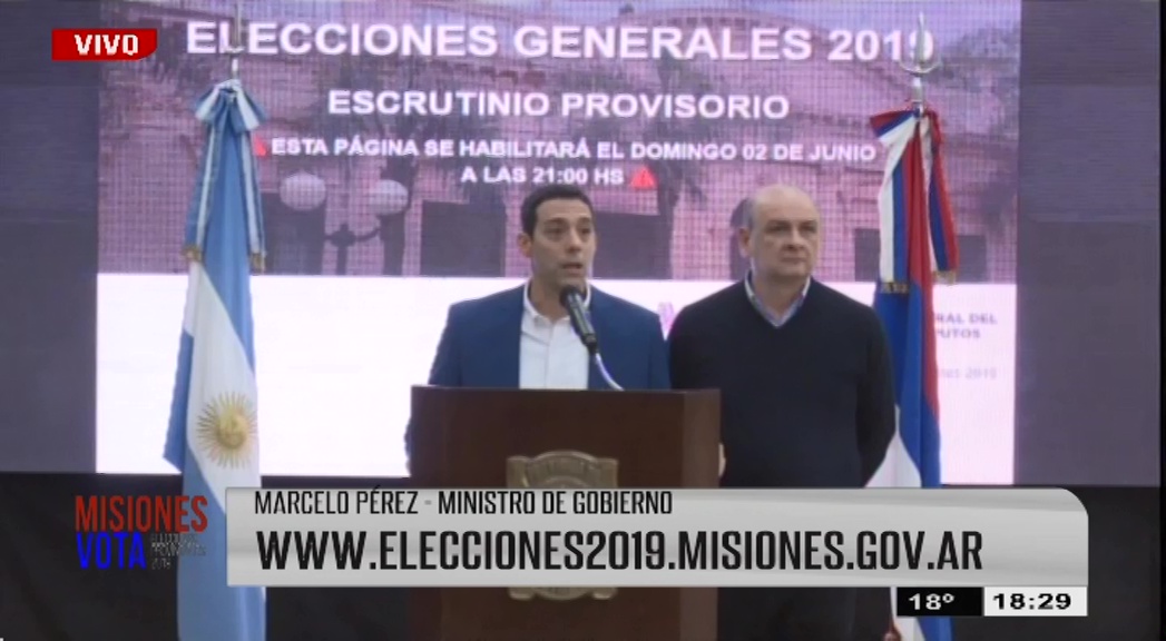 Conferencia de prensa del ministro de Gobierno sobre el cierre de los Comicios