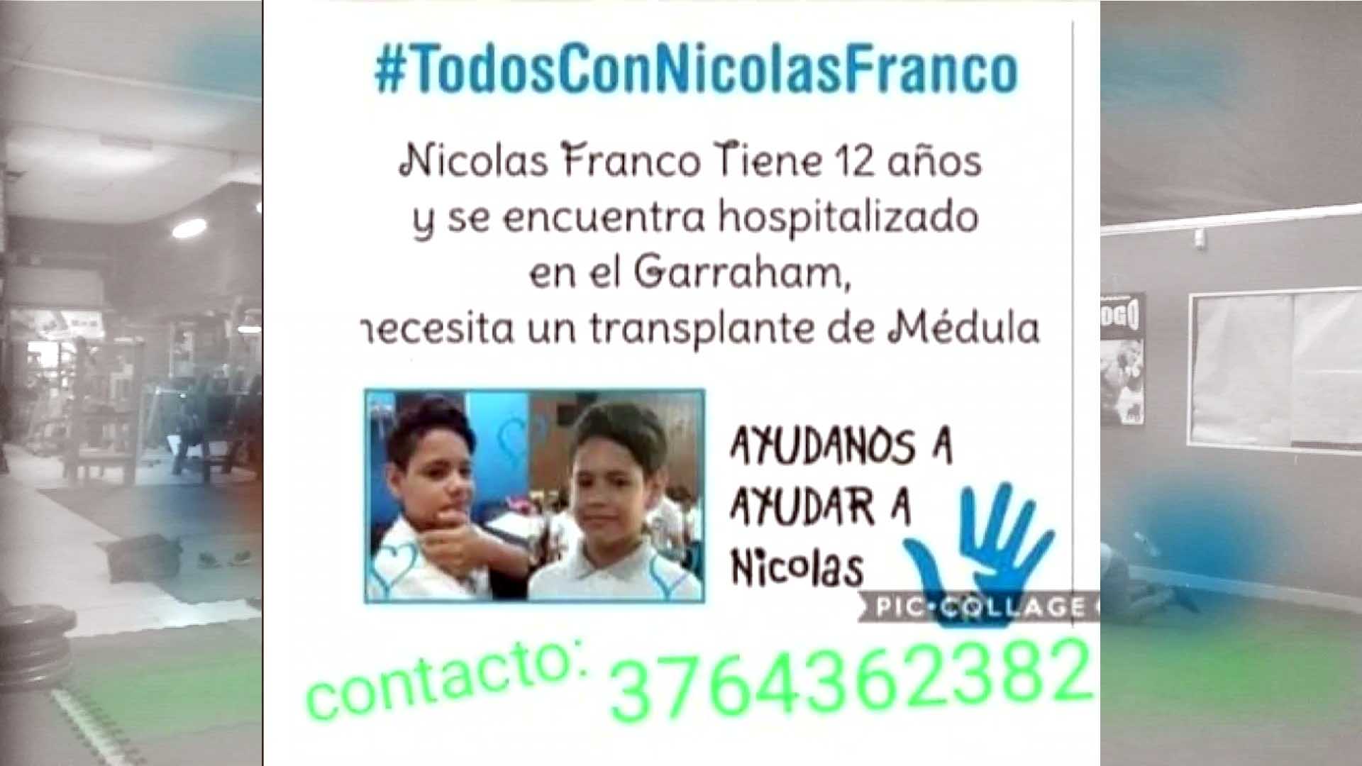 Campaña solidaria: Nicolás Franco necesita un trasplante de médula 