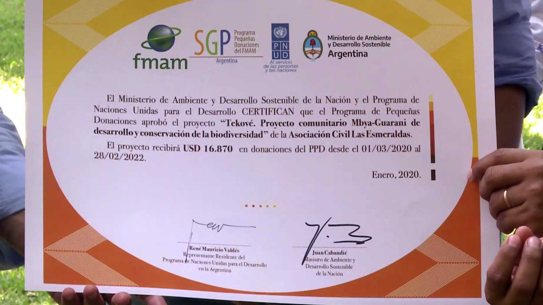 Entrega de certificados PPD “Programa Pequeñas Donaciones”