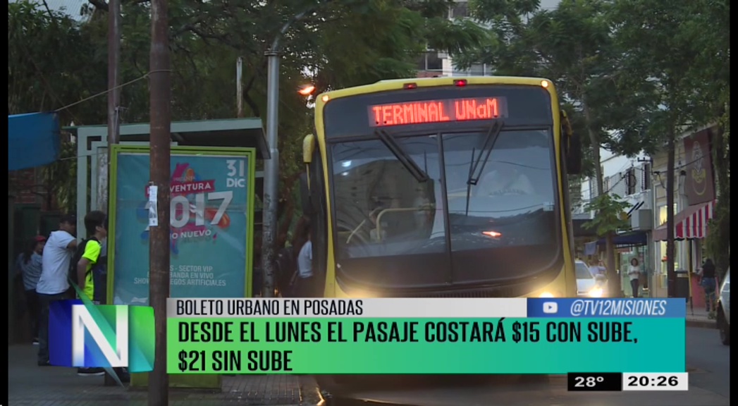 Desde el lunes nuevo aumento en las tarifas del colectivo urbano en Posadas