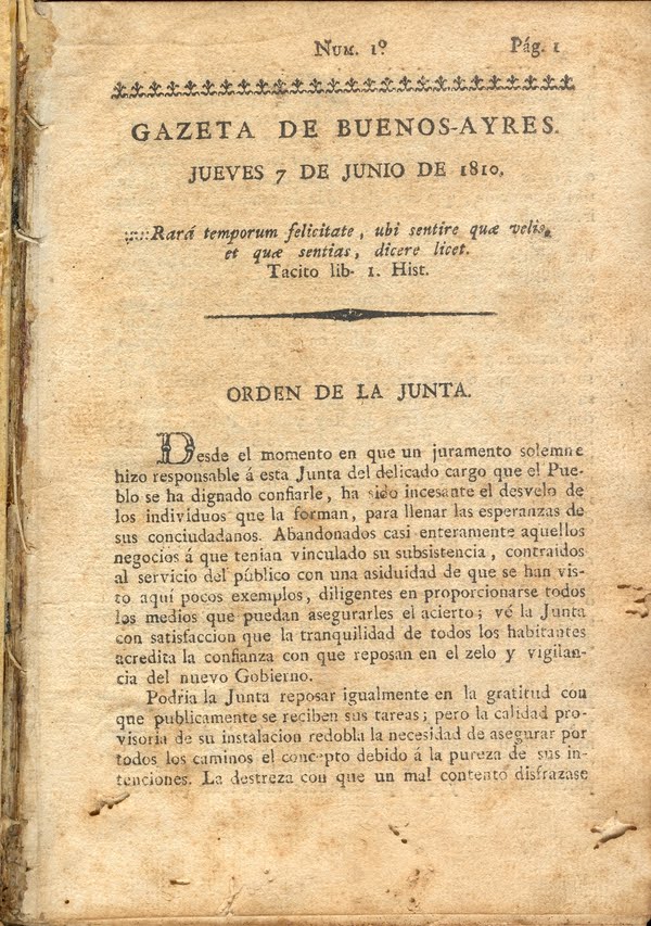 La Gazeta de Buenos Aires 7 de junio 1810